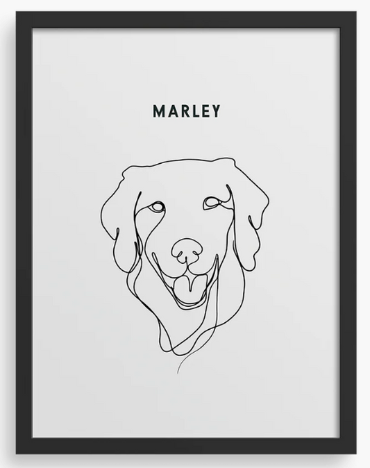 Retrato personalizado con dibujo lineal de una mascota